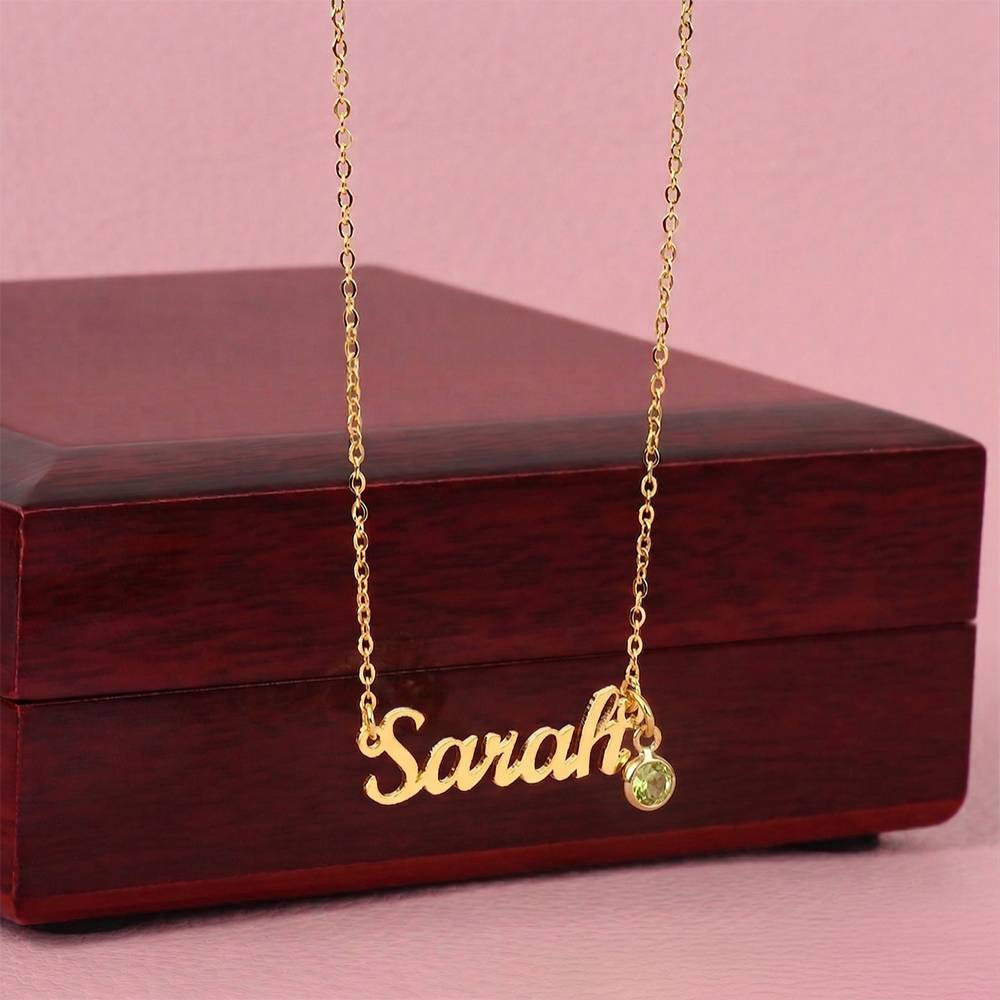 Stunning Keepsake; Customisable Name & Birthstone Necklace