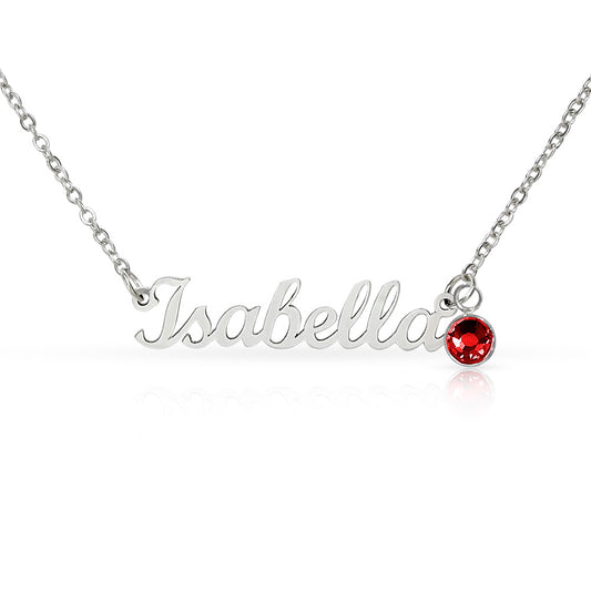 Stunning Keepsake; Customisable Name & Birthstone Necklace