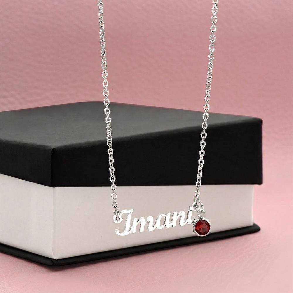Stunning Keepsake; Customisable Name & Birthstone Necklace