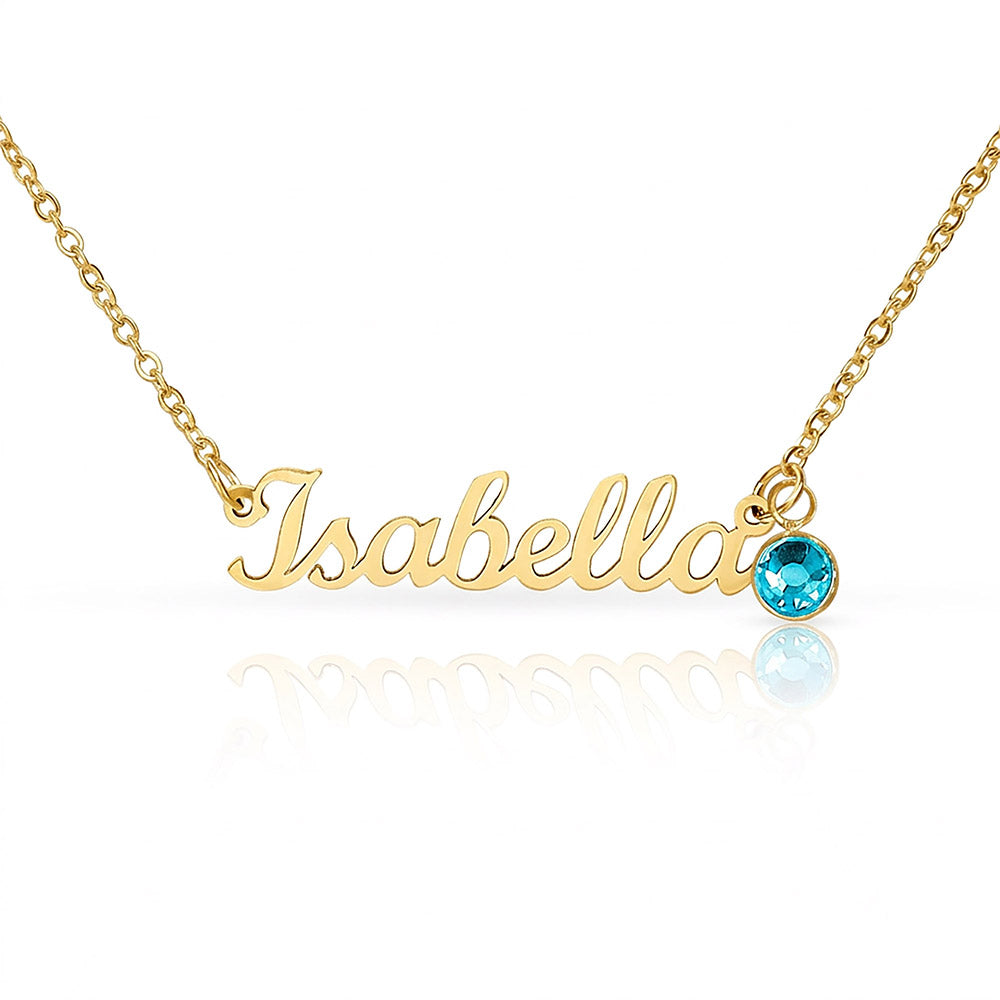 Stunning Keepsake; Customisable Name & Birthstone Necklace