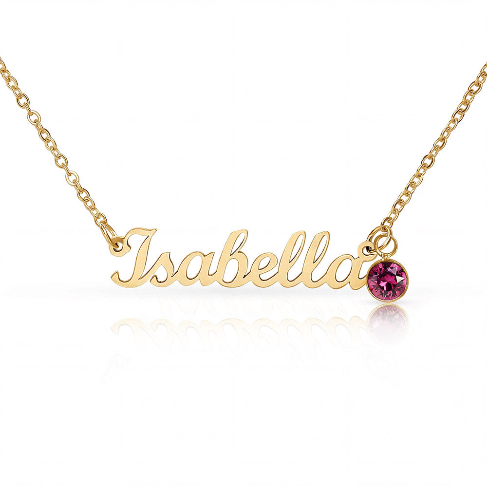 Stunning Keepsake; Customisable Name & Birthstone Necklace
