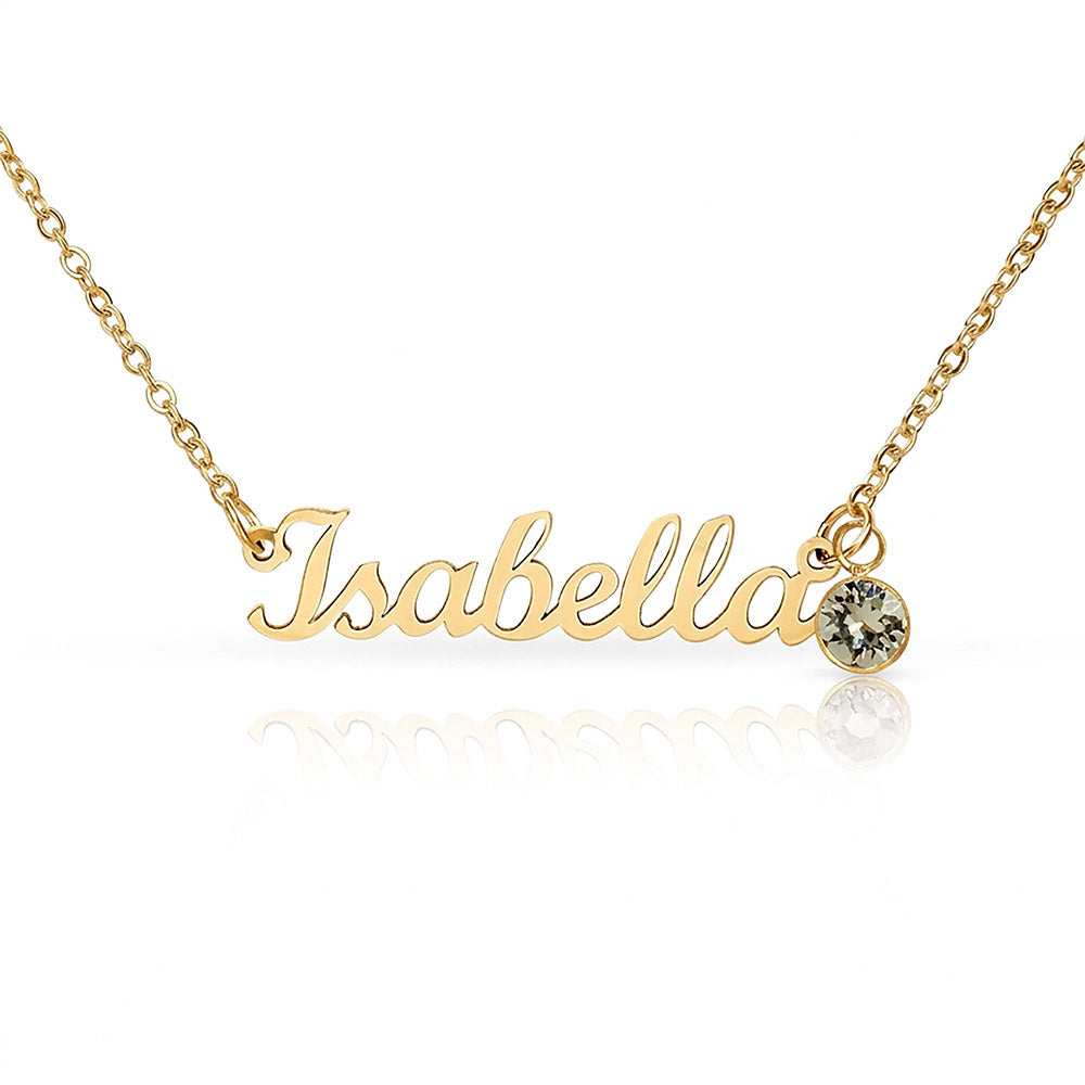 Stunning Keepsake; Customisable Name & Birthstone Necklace