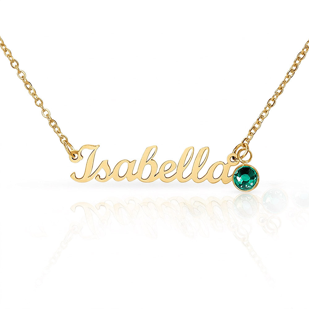 Stunning Keepsake; Customisable Name & Birthstone Necklace