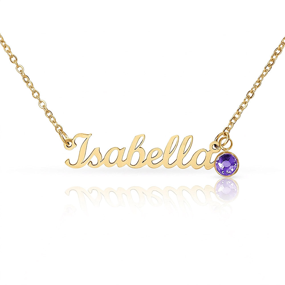 Stunning Keepsake; Customisable Name & Birthstone Necklace