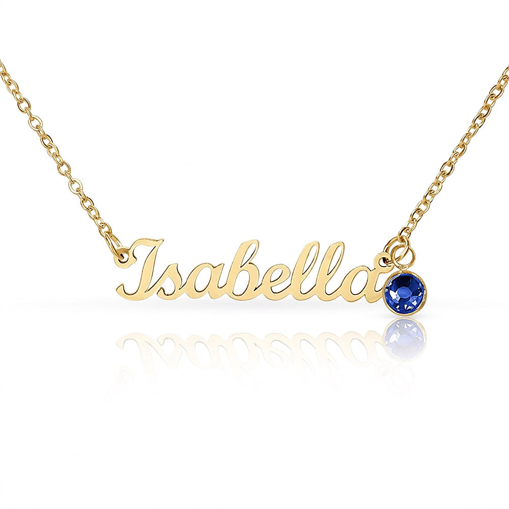 Stunning Keepsake; Customisable Name & Birthstone Necklace