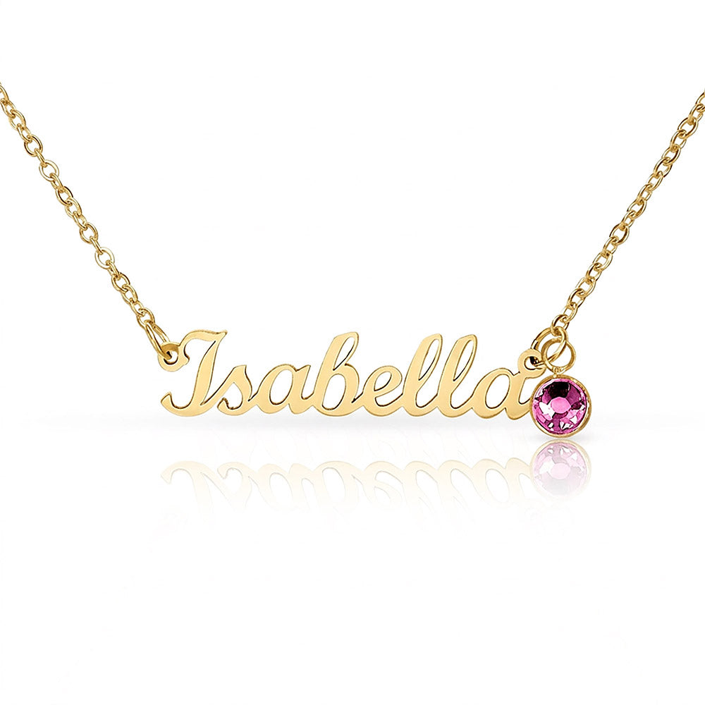 Stunning Keepsake; Customisable Name & Birthstone Necklace