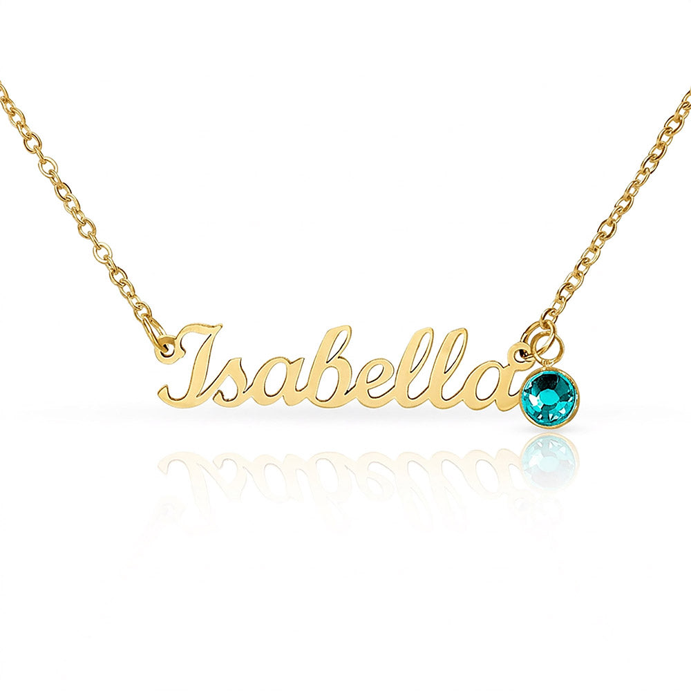 Stunning Keepsake; Customisable Name & Birthstone Necklace