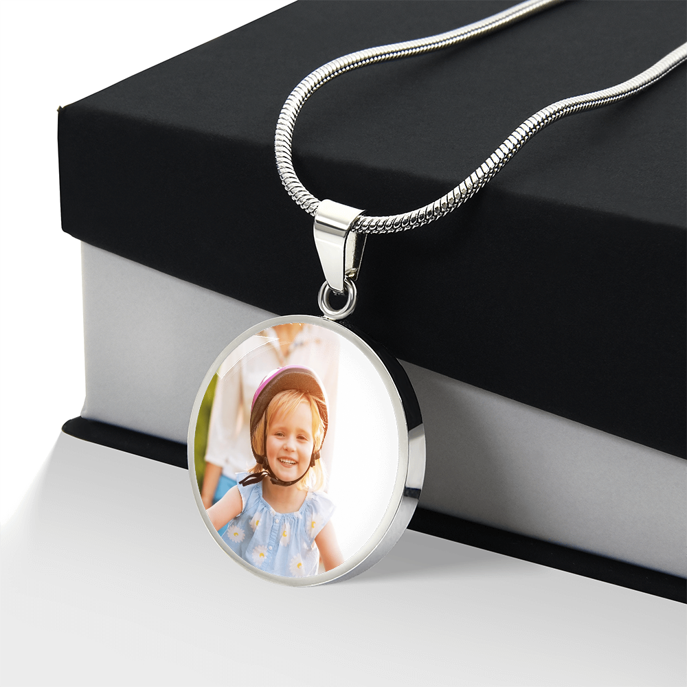 Timeless & Personal, Quality CIRCLE Necklace - engravable with photo.