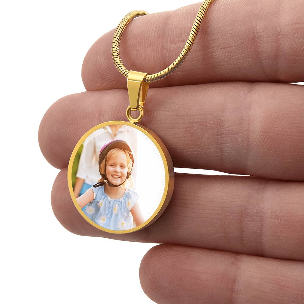 Timeless & Personal, Quality CIRCLE Necklace - engravable with photo.