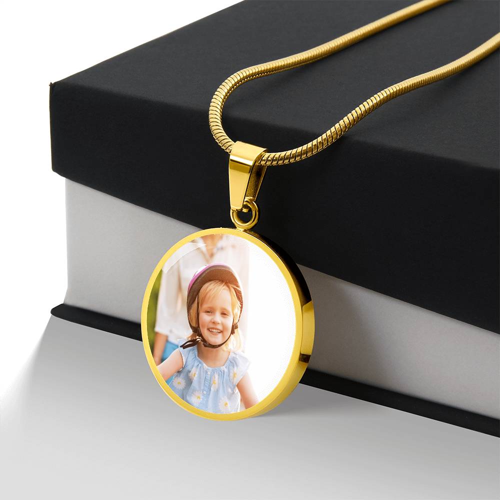 Timeless & Personal, Quality CIRCLE Necklace - engravable with photo.