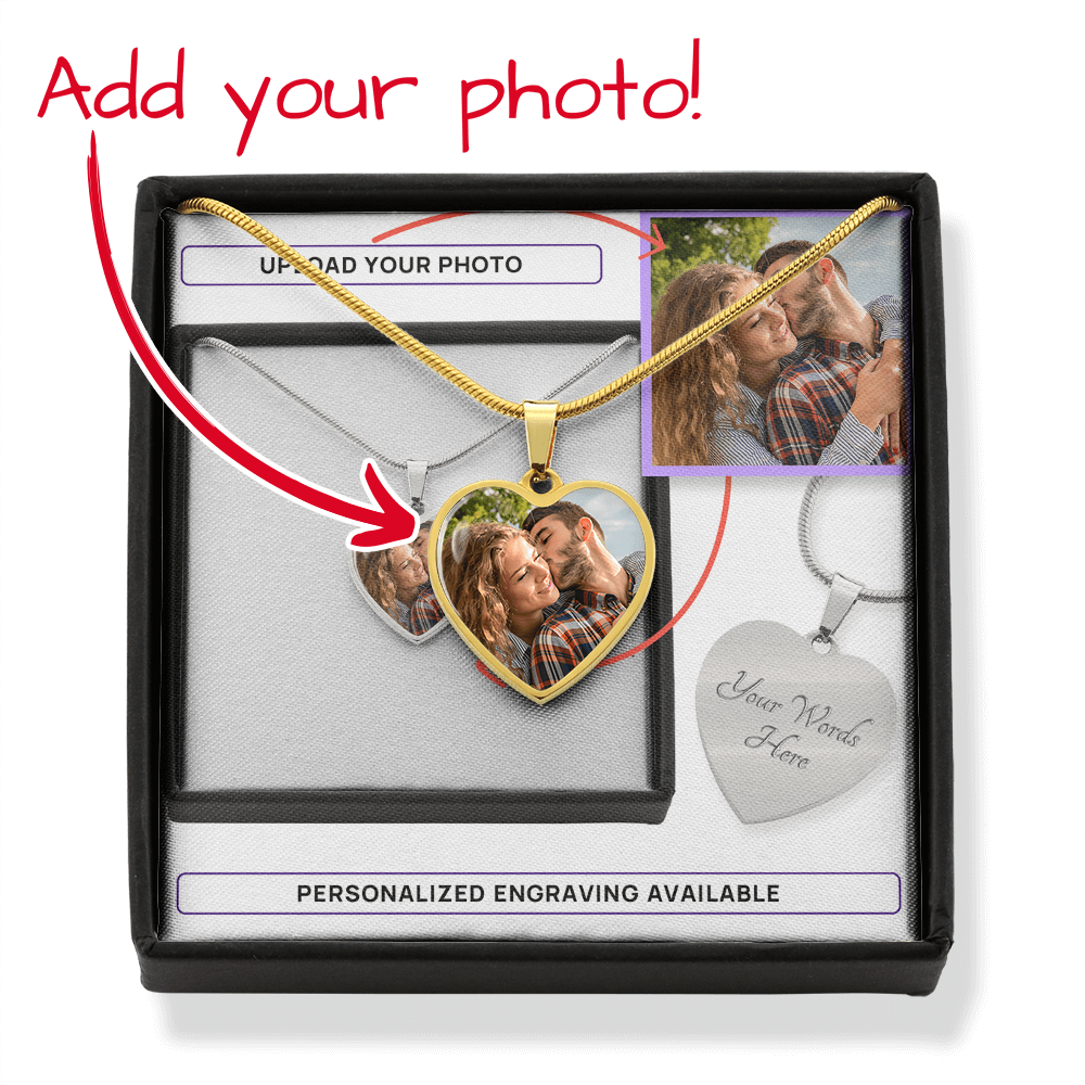 Unique & Timeless KEEPSAKE LOVE HEART Necklace to Engrave + place a beautiful photo on.
