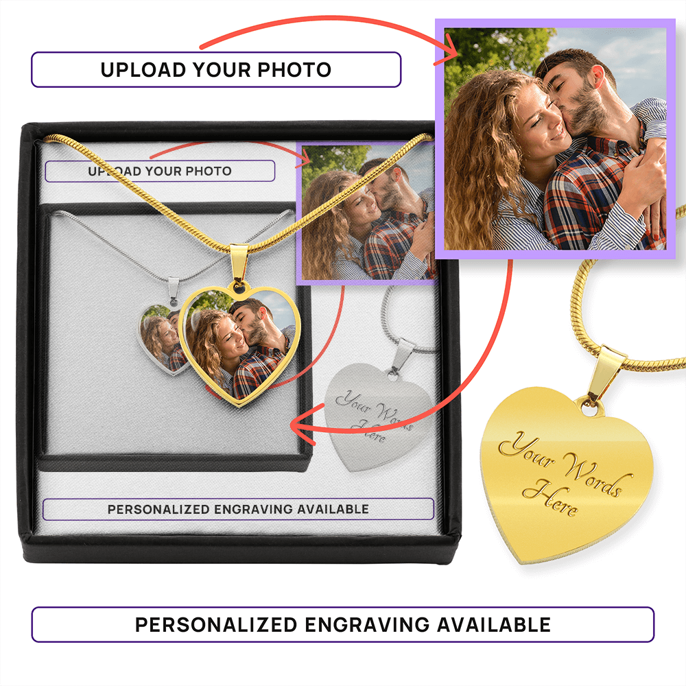 Unique & Timeless KEEPSAKE LOVE HEART Necklace to Engrave + place a beautiful photo on.