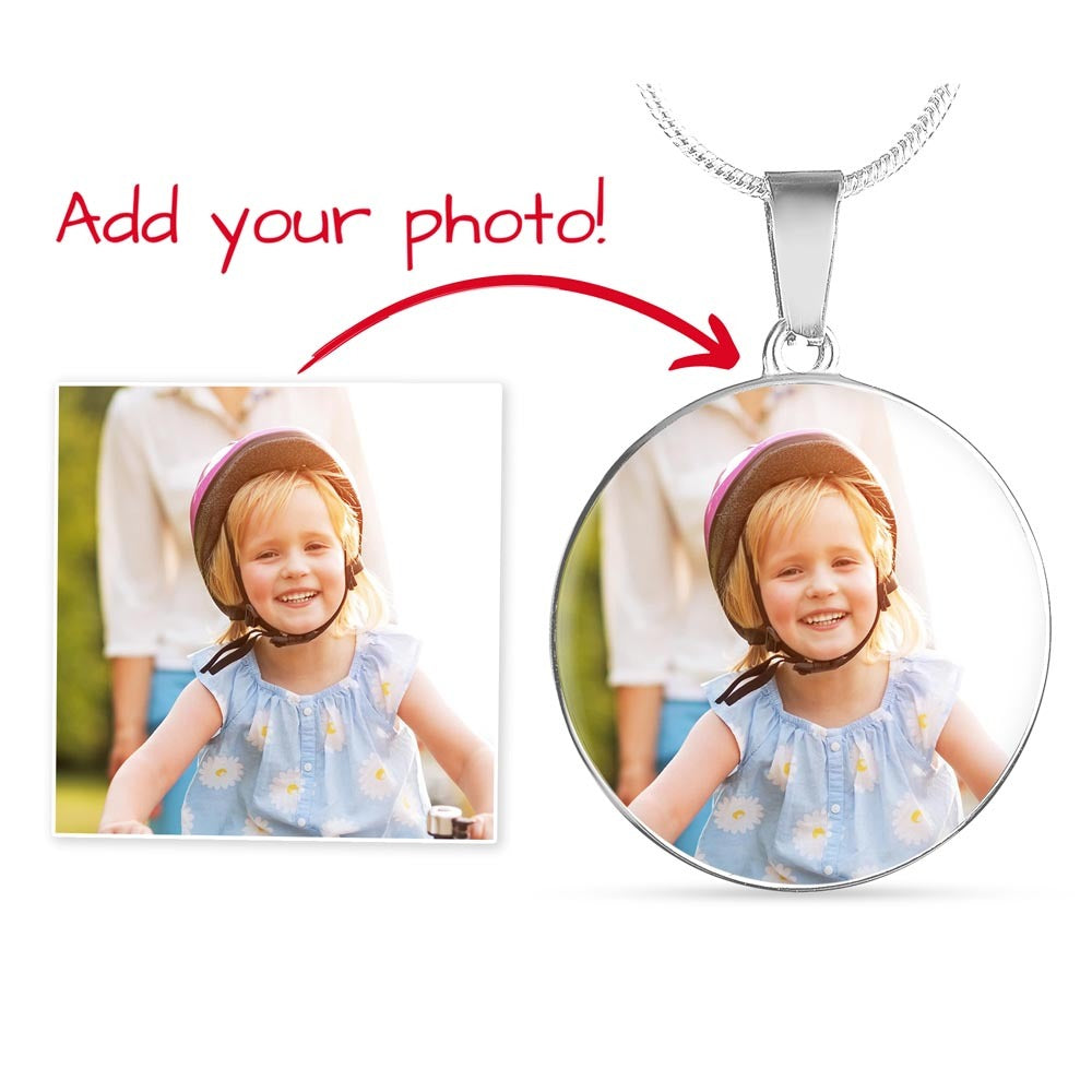 Timeless & Personal, Quality CIRCLE Necklace - engravable with photo.