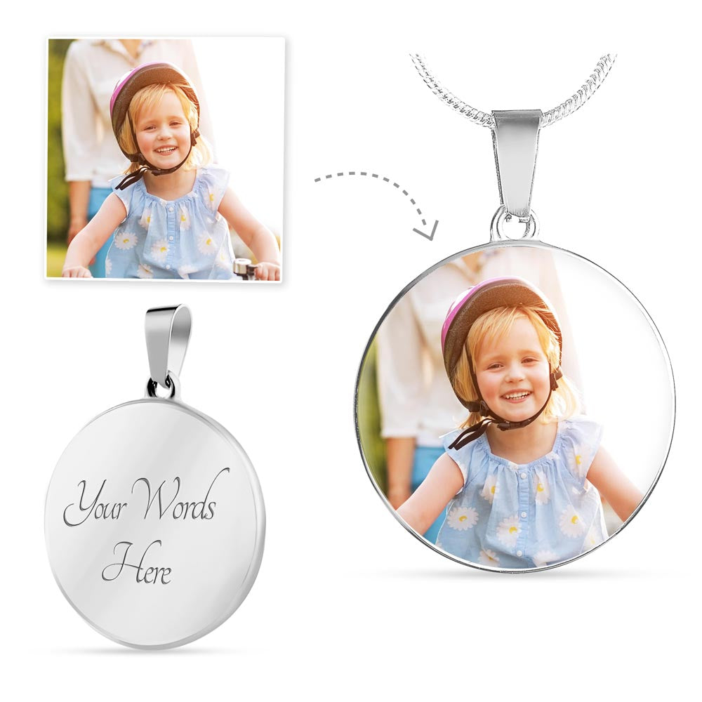 Timeless & Personal, Quality CIRCLE Necklace - engravable with photo.