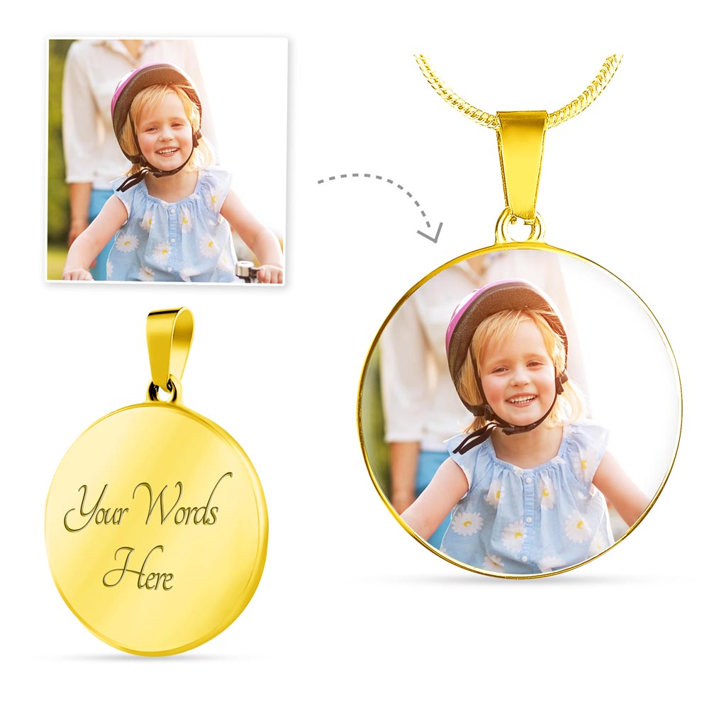 Timeless & Personal, Quality CIRCLE Necklace - engravable with photo.
